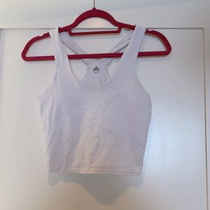 Alo Yoga size L racerback white crop top with built in bra